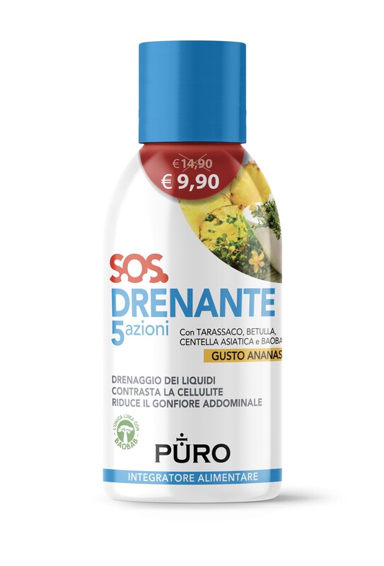 PURO DRENANTE 5 AZIONI CON BAOBAB GUSTO ANANAS 500 ML - latuafarmacia.org