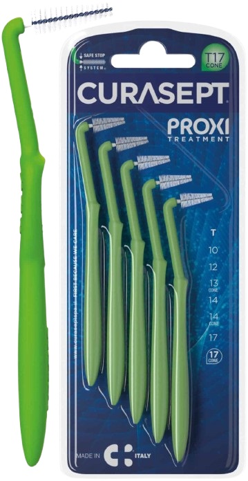 SCOVOLINO CURASEPT PROXI ANGLE MISURA T17 CONICO ISO 5 VERDE DIAMETRO 1,7 MM 5 PEZZI - latuafarmacia.org