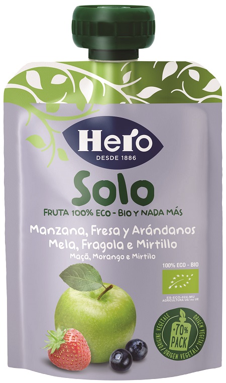 HERO SOLO FRUTTA FRULLATA 100% BIO MELA FRAGOLA MIRTILLO 100 G - latuafarmacia.org