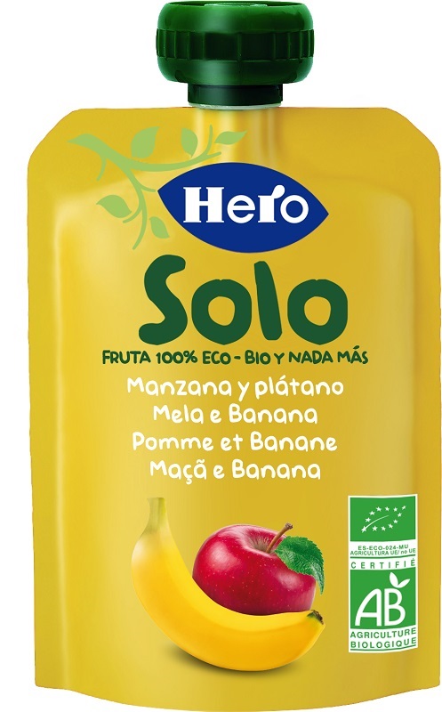 HERO SOLO FRUTTA FRULLATA 100% BIO MELA/BANANA 100 G - latuafarmacia.org