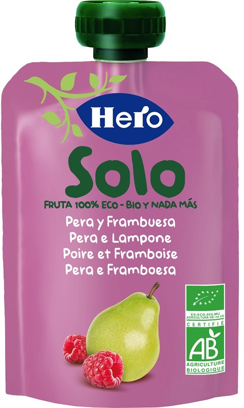 HERO SOLO FRUTTA FRULLATA 100% BIO PERA E LAMPONE 100 G - latuafarmacia.org