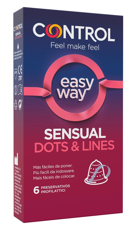 PROFILATTICO CONTROL SENSUAL DOTS&LINES EASY WAY 6 PEZZI - latuafarmacia.org