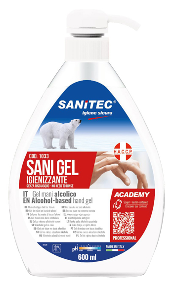 GEL IGIENIZZANTE MANI ALCOLICO 70% PRONTO ALL'USO SANI GEL SANITEC 600 ML USO PROFESSIONALE - latuafarmacia.org