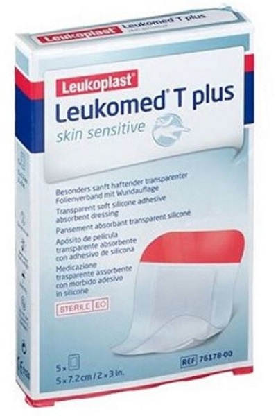 LEUKOMED T PLUS SKIN SENSITIVE MEDICAZIONE POST-OPERATORIA TRASPARENTE IMPERMEABILE CON MASSA ADESIVA AL SILICONE 5X7,2CM 5 PEZZI - latuafarmacia.org