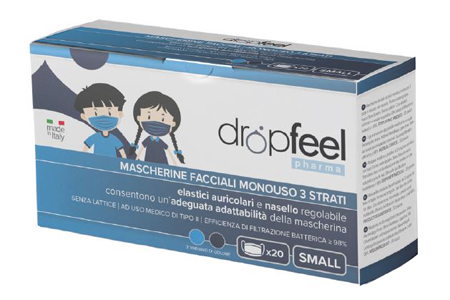 MASCHERINA USO MEDICO DROPFEEL PHARMA MONOUSO SMALL TIPO II BLU NAVY E AZZURO 20 PEZZI - latuafarmacia.org