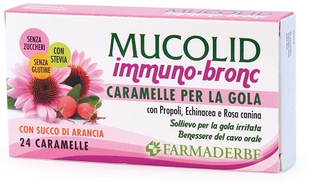 MUCOLID BRONC IMMUNO 24 CARAMELLE GUSTO ARANCIA - latuafarmacia.org