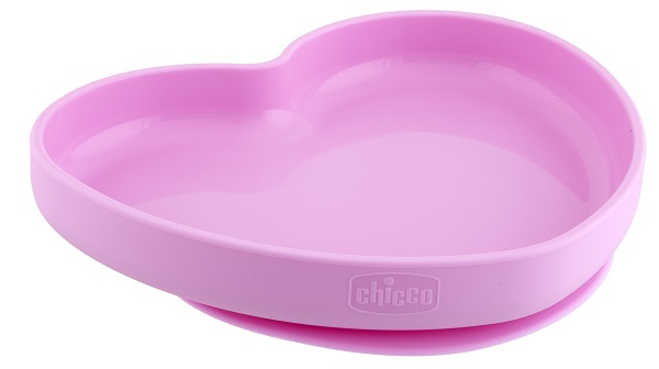 CHICCO PIATTO CUORE VENTOSA SILICONE ROSA - latuafarmacia.org