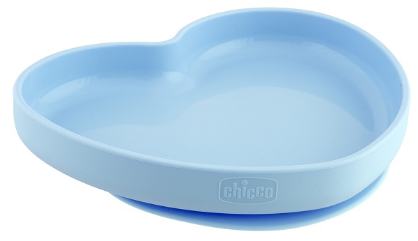 CHICCO PIATTO CUORE VENTOSA SILICONE BLU - latuafarmacia.org