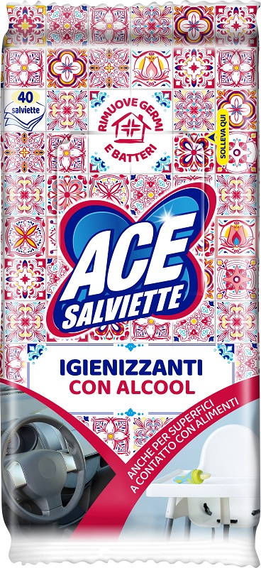 ACE SALVIETTE IGIENIZZANTI ALCOOL 40 PEZZI - latuafarmacia.org