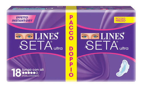 LINES SETA ULTRA ASSORBENTE LUNGO CON ALI 18 PEZZI - latuafarmacia.org