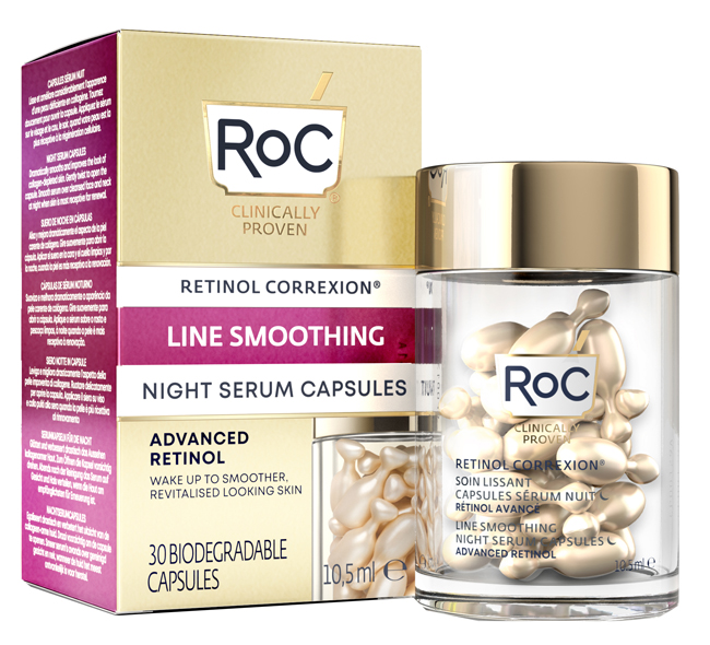 ROC RETINOL CORREXION LINE SMOOTHING SIERO VISO NOTTE 30 CAPSULE - latuafarmacia.org
