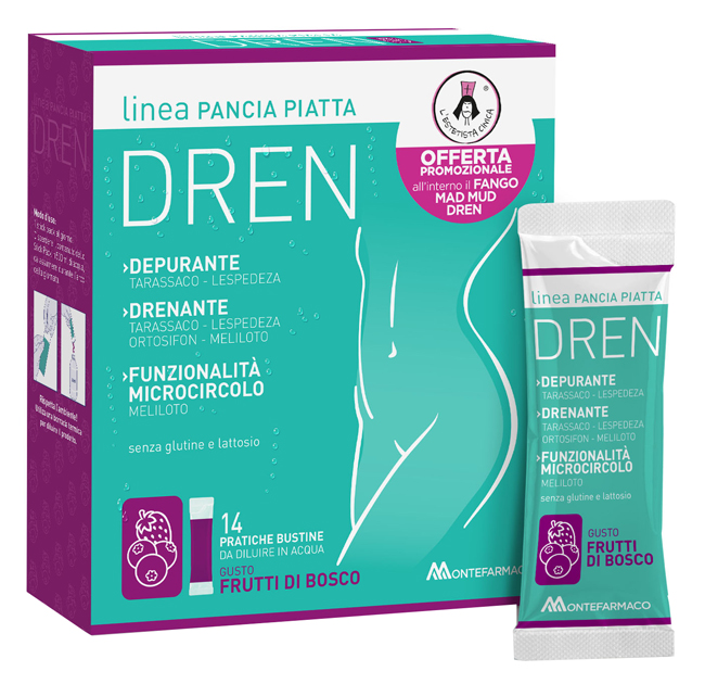 PANCIA PIATTA DREN FRUTTI DI BOSCO 14 BUSTINE STICK PACK + FANGO ATTIVO CELLULITE 100 ML OMAGGIO - latuafarmacia.org