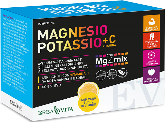 MAGNESIO POTASSIO +C VITAMINA GUSTO LIMONE 20 BUSTINE DA 3,8 G - latuafarmacia.org