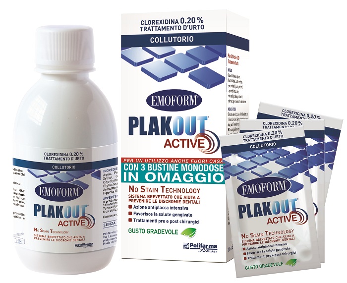 EMOFORM PLAK OUT ACTIVE 0,20% 200 ML + 3 BUSTE - latuafarmacia.org