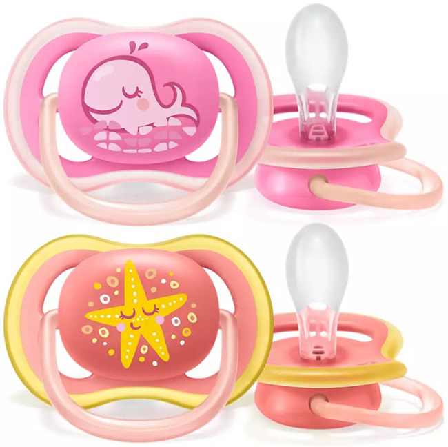 AVENT ULTRA AIR SUCCHIETTO BALENA/STELLA FEMMINA 6-18 MESI 2 PEZZI - latuafarmacia.org