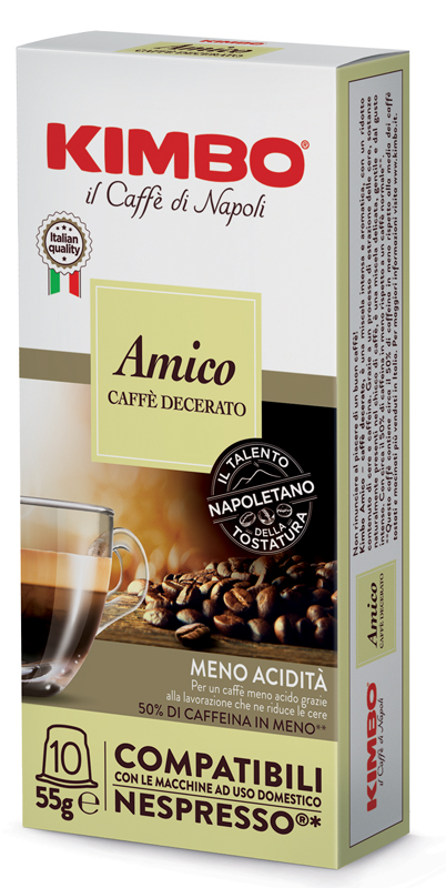 KIMBO AMICO CAFFE' TORREFATTO DECERATO E MACERATO 10 CAPSULE COMPATIBILI NESPRESSO 5,5 G - latuafarmacia.org