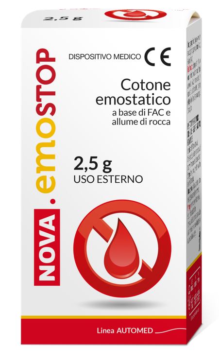 COTONE EMOSTATICO NOVA EMOSTOP CON FAC E ALLUME DI ROCCA 2,5 G - latuafarmacia.org