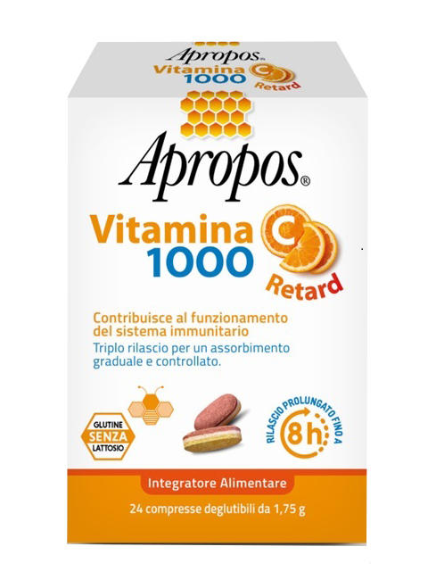 APROPOS VITAMINA C 1000 A RILASCIO PROLUNGATO 24 COMPRESSE DEGLUTIBILI - latuafarmacia.org