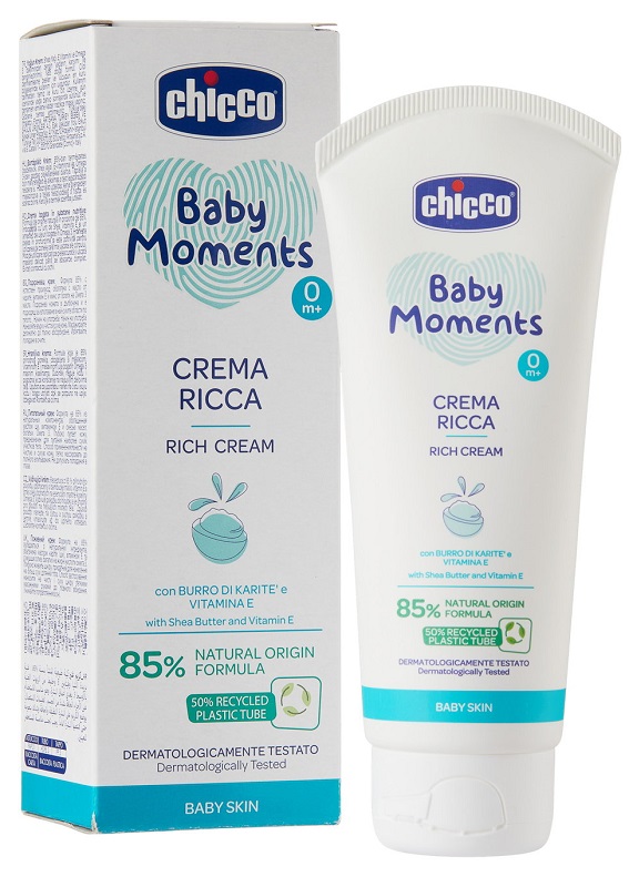 CHICCO BABY MOMENTS CREMA RICCA CON BURRO DI KARITE' E VITAMINA E 100 ML - latuafarmacia.org