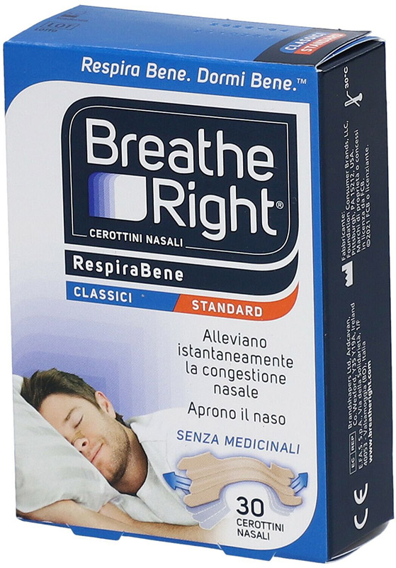 CEROTTI NASALI BREATHE RIGHT CLASSICI 30 PEZZI - latuafarmacia.org