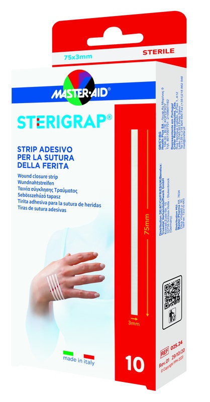 MASTER-AID STERIGRAP STRIP ADESIVO SUTURA FERITE 75X3 MM 10 PEZZI - latuafarmacia.org