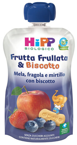 HIPP BIO FRUTTA FRULL&BISCOTTO MELA FRAGOLA MIRTILLO BISCOTTO 90 G - latuafarmacia.org