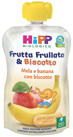 HIPP BIO FRUTTA FRULLATA&BISCOTTO MELA BANANA BISCOTTO 90 G - latuafarmacia.org