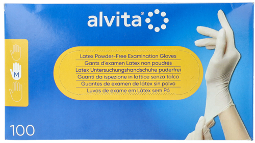 GUANTI DA ISPEZIONE ALVITA IN LATTICE SENZA TALCO M 100 PEZZI - latuafarmacia.org