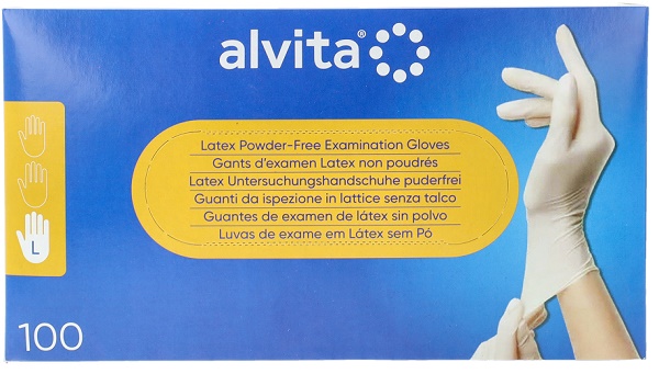 GUANTI DA ISPEZIONE ALVITA IN LATTICE SENZA TALCO L 100 PEZZI - latuafarmacia.org