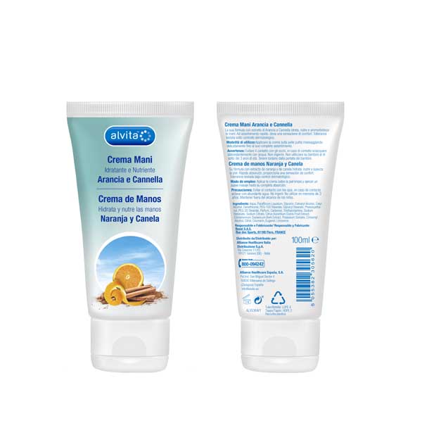 ALVITA CREMA MANI ARANCIA E CANNELLA 100 ML - latuafarmacia.org