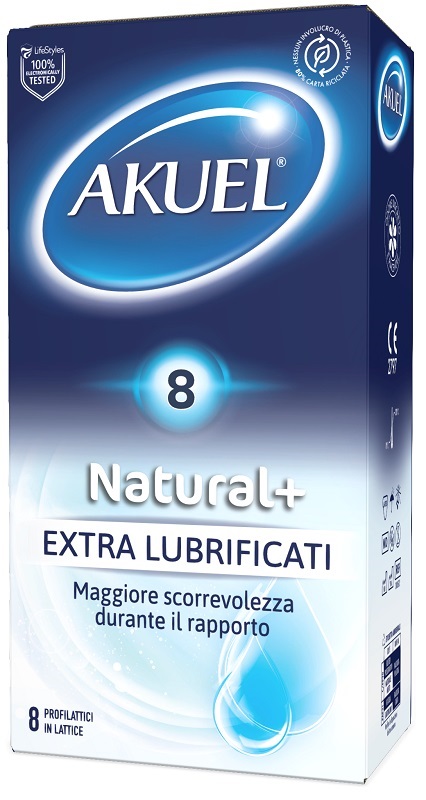 PROFILATTICO AKUEL NATURAL+ EXTRALUBRIFICATO 8 PEZZI - latuafarmacia.org