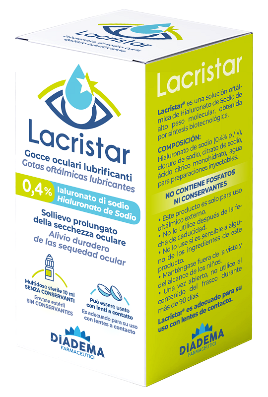 LACRISTAR GOCCE OCULARI LUBRIFICANTI 0,4% IALURONATO DI SODIO MULTIDOSE 10 ML - latuafarmacia.org
