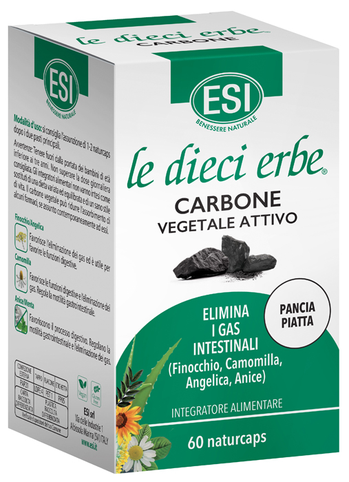 ESI LE DIECI ERBE CARBONE VEGETALE ATTIVO 60 NATURCAPS - latuafarmacia.org
