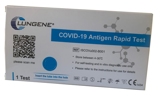 TEST ANTIGENICO RAPIDO COVID-19 CLUNGENE AUTODIAGNOSTICO DETERMINAZIONE QUALITATIVA ANTGENI SARS-COV-2 IN TAMPONI NASALI MEDIANTE IMMUNOCROMATOGRAFIA - latuafarmacia.org