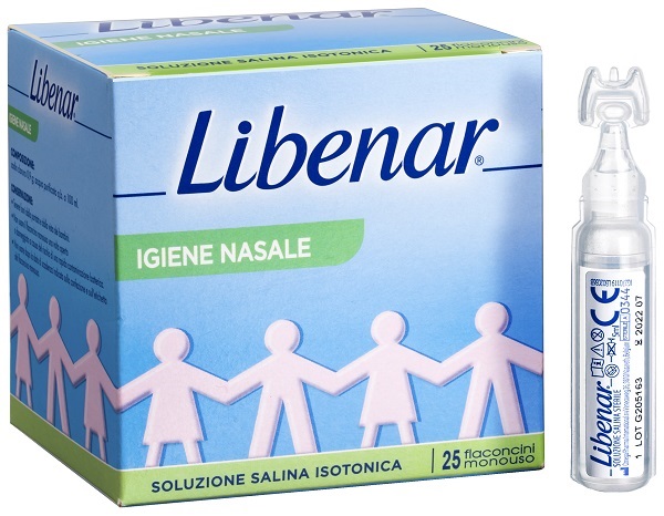 SOLUZIONE SALINA ISOTONICA 0,9% LIBENAR PER IGIENE NASALE 25 FLACONCINI MONOUSO X 5 ML - latuafarmacia.org