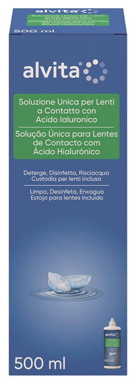 SOLUZIONE UNICA LENTI A CONTATTO CON ACIDO IALURONICO ALVITA 500 ML - latuafarmacia.org