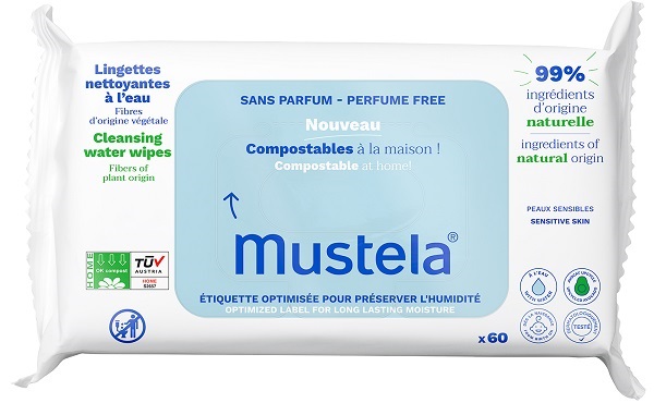 MUSTELA SALVIETTE ACQUA COMPOSTABILI SENZA PROFUMO 60 PEZZI - latuafarmacia.org